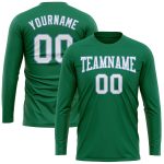 Custom Salute To Service T-Shirt - Long Sleeve Performance in Kelly Green and White-Light Blue Custom Kelly Green White-Light