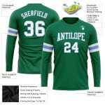 Custom Salute To Service T-Shirt - Long Sleeve Performance in Kelly Green and White-Light Blue Custom Kelly Green White-Light