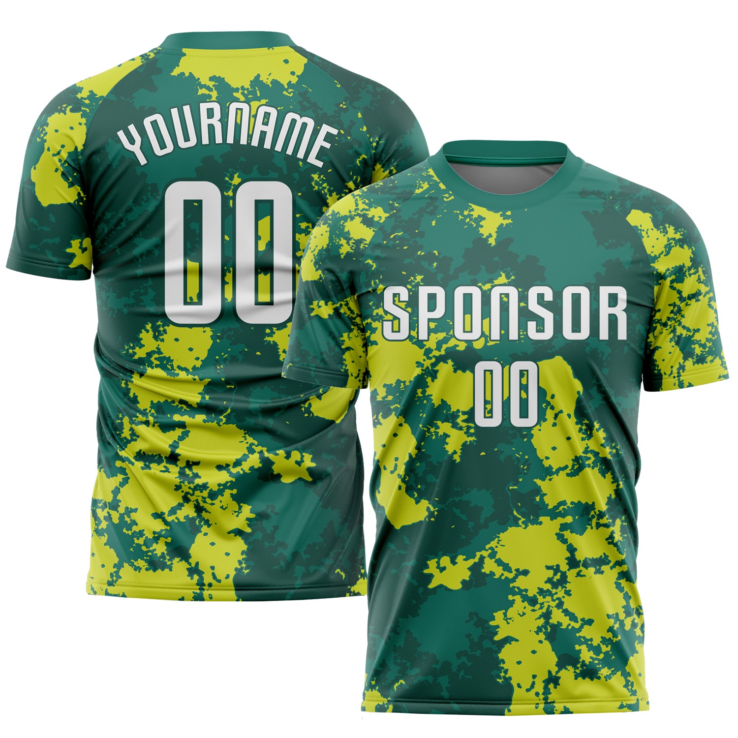 Custom Sublimation Soccer Uniform Jersey - Kelly Green & White Neon Green, Style 6457 Custom Kelly Green White-Neon Green