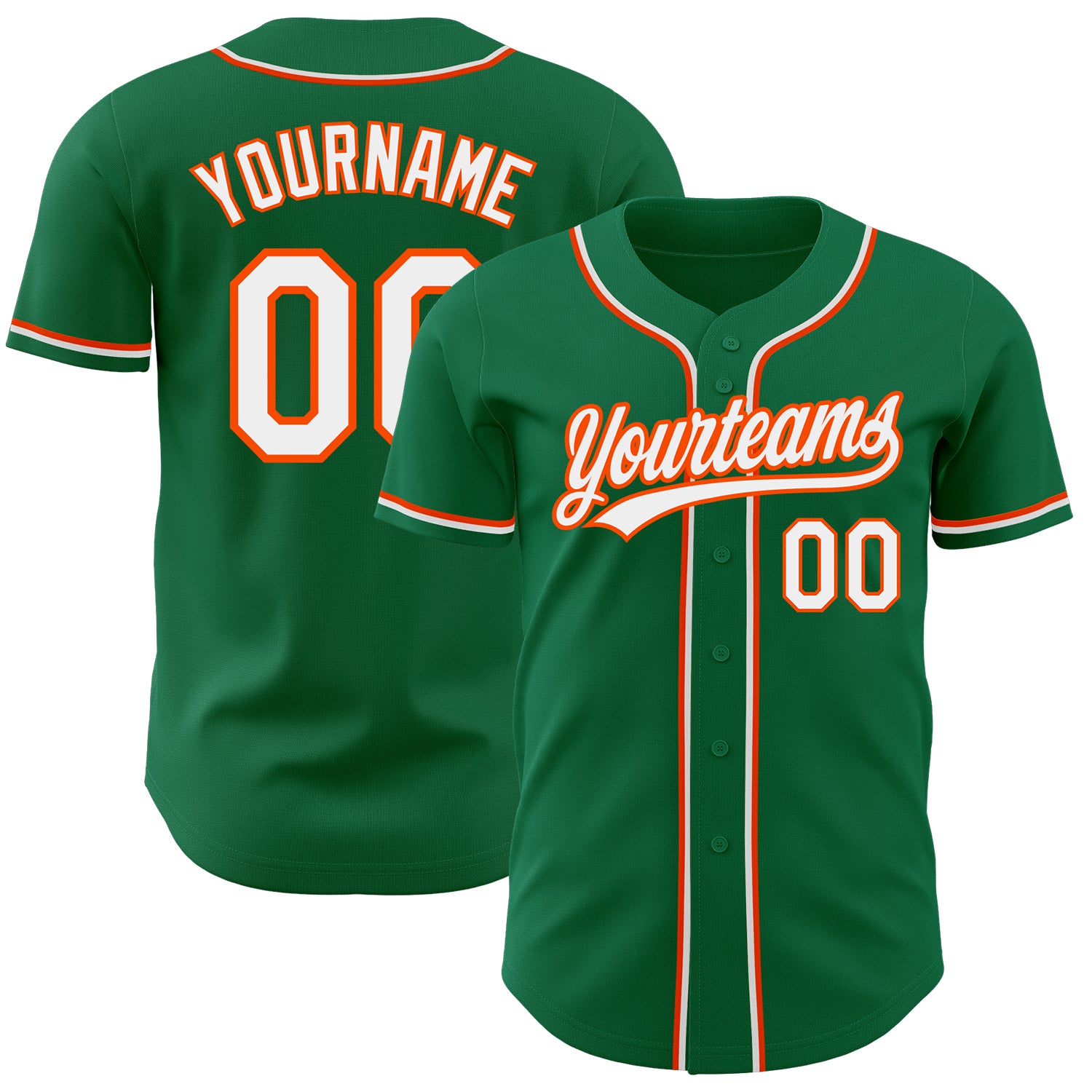 Custom Kelly Green White-Orange Authentic Baseball Jersey Custom Kelly Green and White-Orange Authentic Baseball Jersey - Personalized Sports Apparel Custom Kelly Green White-Orange