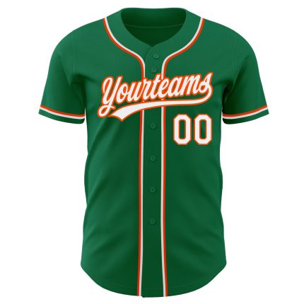 Custom Kelly Green and White-Orange Authentic Baseball Jersey - Personalized Sports Apparel Custom Kelly Green White-Orange