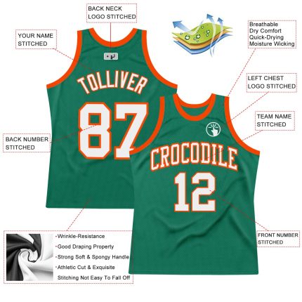 Custom Kelly Green White Orange Authentic Basketball Jersey - Throwback Style Custom Kelly Green White-Orange Authentic Throwback