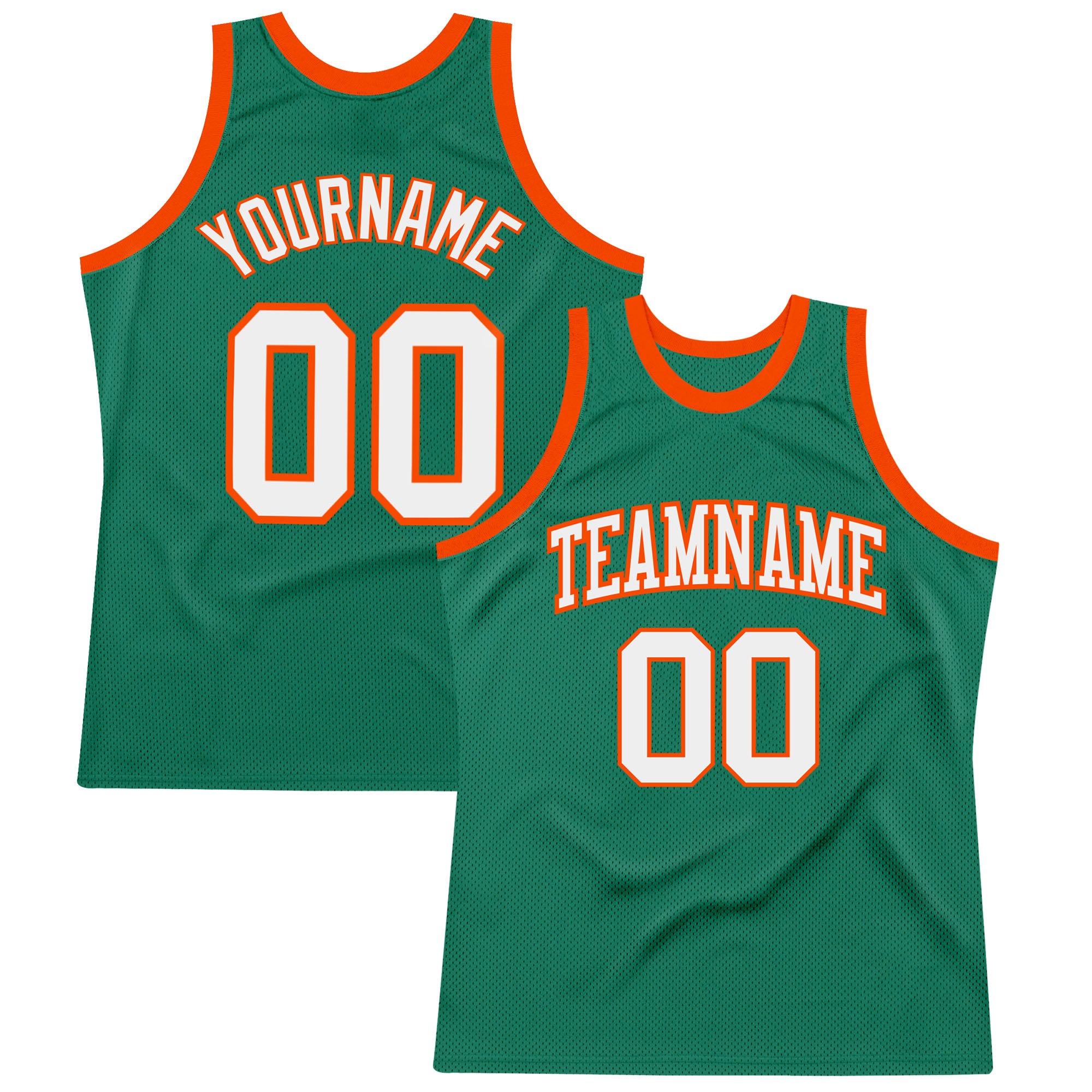 Custom Kelly Green White Orange Authentic Basketball Jersey - Throwback Style Custom Kelly Green White-Orange Authentic Throwback