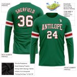 Custom Salute To Service Long Sleeve T-Shirt - Performance Fabric, Kelly Green with White-Red Accents Custom Kelly Green
