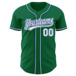 Authentic Baseball Jersey in Custom Kelly Green and White-Royal Colors Custom Kelly Green White-Royal Authentic Baseball