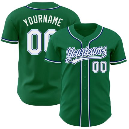 Authentic Baseball Jersey in Custom Kelly Green and White-Royal Colors Custom Kelly Green White-Royal Authentic Baseball