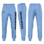 Light Blue Fleece Jogger Sweatpants for Men and Women - Custom Stylish Activewear Custom Light Blue Black Fleece Jogger Sweatpants