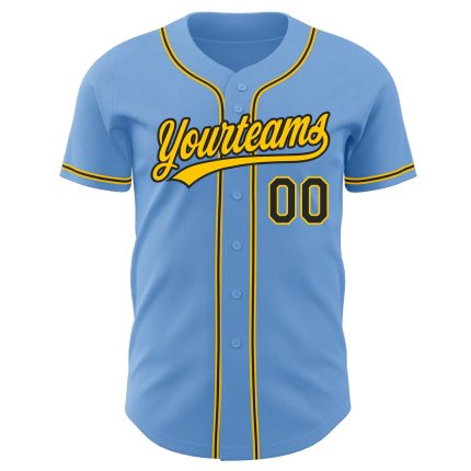 Light Blue Black Gold Baseball Jersey - Custom Authentic Baseball Apparel Custom Light Blue Black-Gold Authentic Baseball