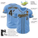 Authentic Light Blue Black-Old Gold Baseball Jersey - Custom Design Feature Custom Light Blue Black-Old Gold Authentic Baseball