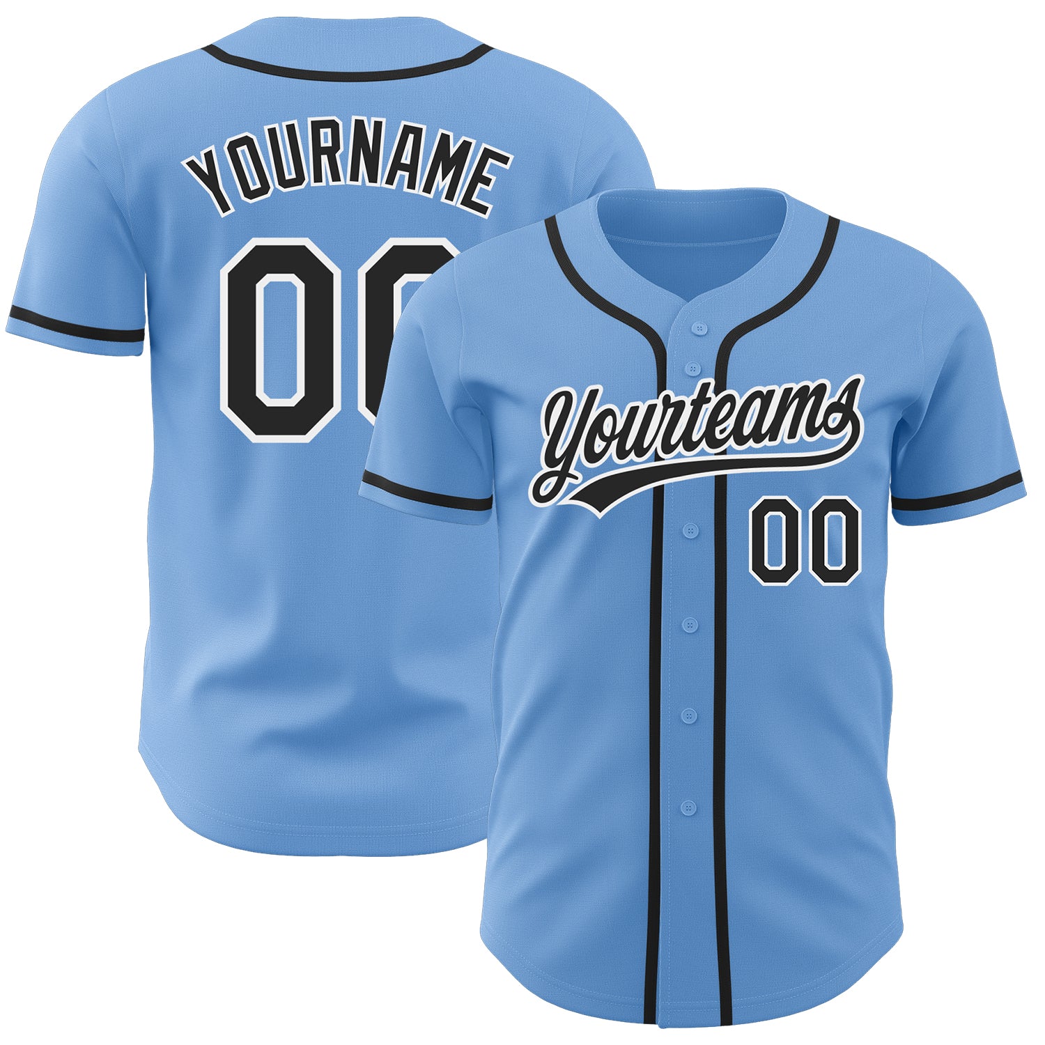 Custom Light Blue Black-White Authentic Baseball Jersey Style 8087 Light Blue Authentic Baseball Jersey Custom Black-White Style 8087 Custom Light Blue Black-White Authentic Baseball Jersey