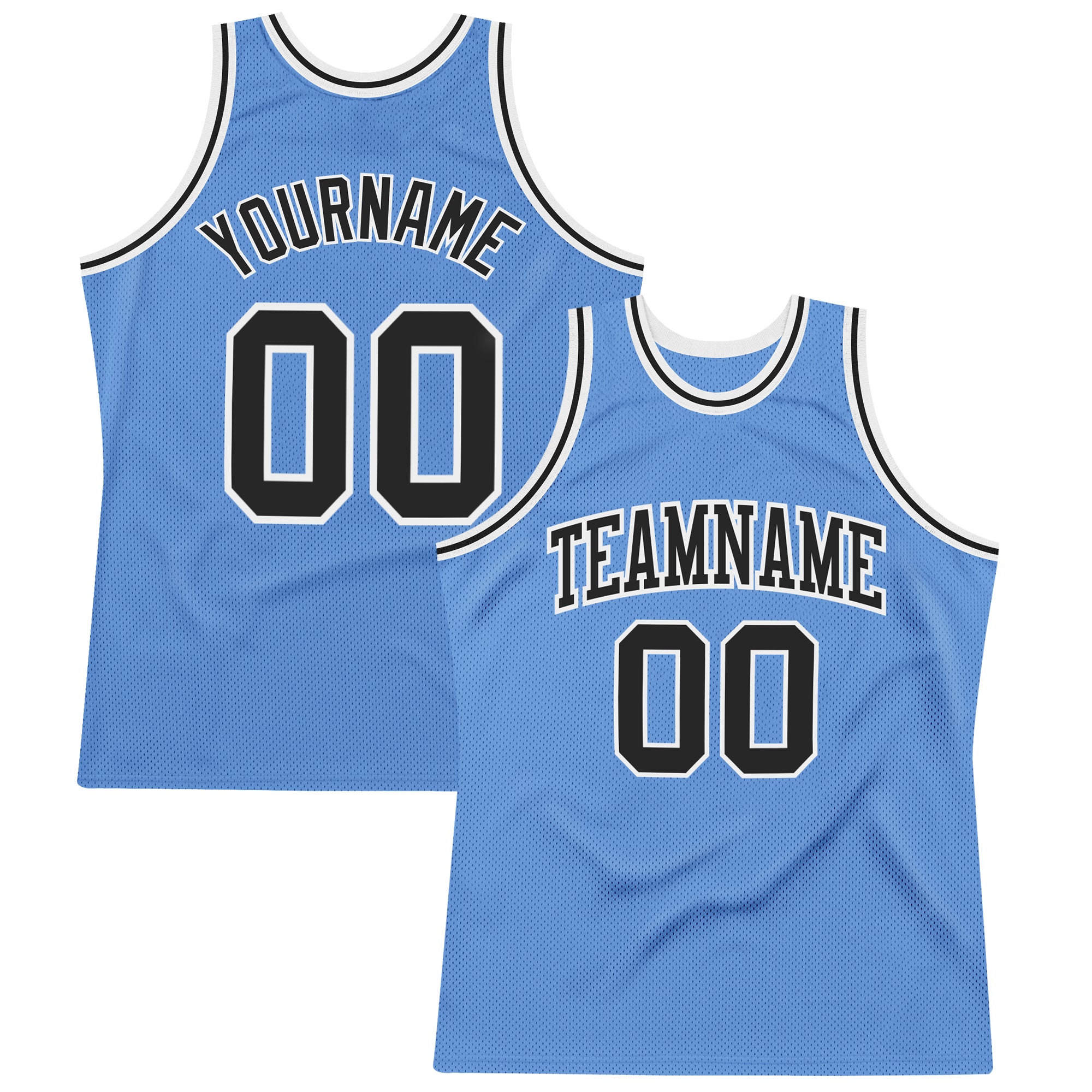Light Blue Black White Authentic Basketball Jersey Custom Throwback Design Custom Light Blue Black-White Authentic Throwback