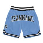 Light Blue Black-White Authentic Basketball Shorts - Custom Throwback Style Custom Light Blue Black-White Authentic Throwback