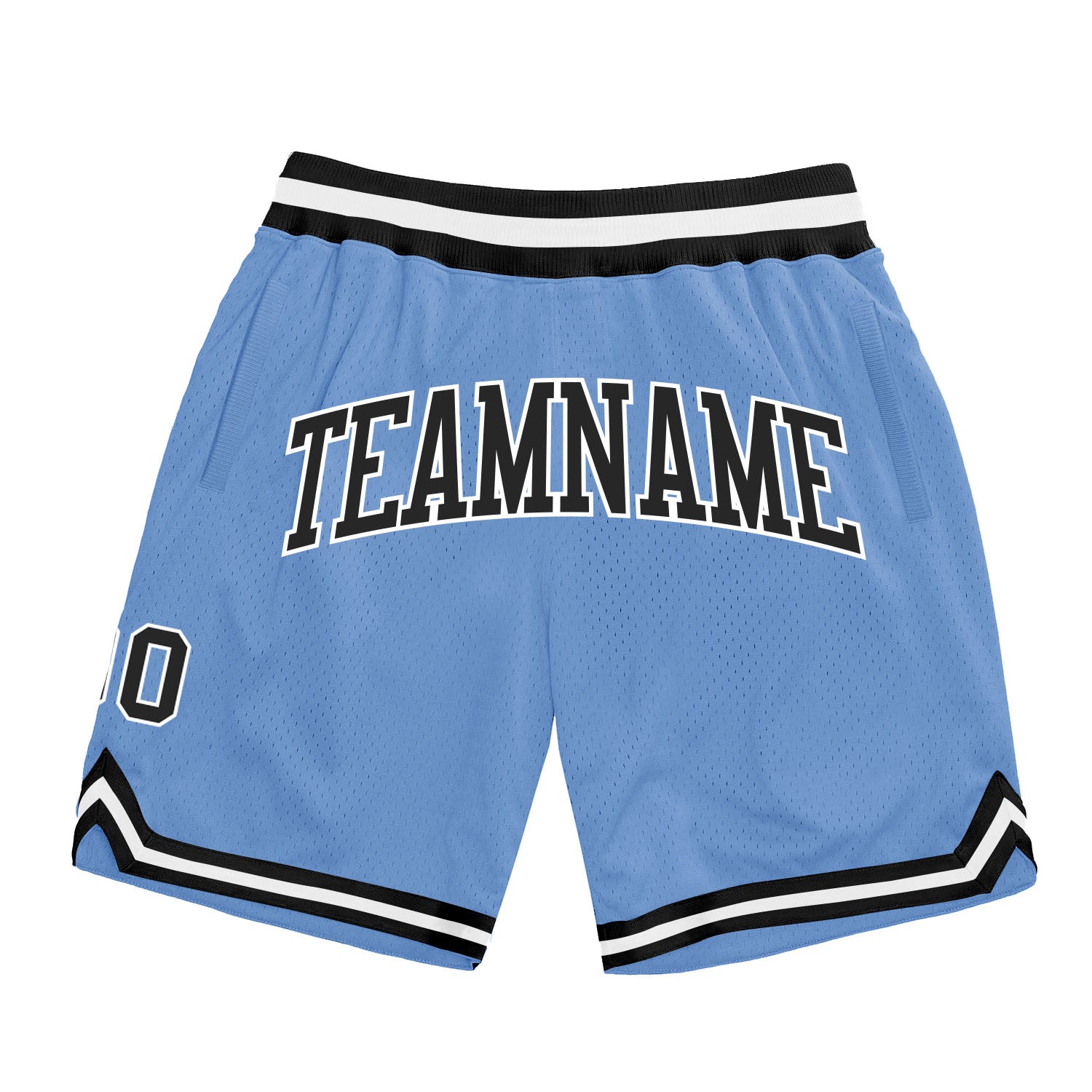 Light Blue Black-White Authentic Basketball Shorts - Custom Throwback Style Custom Light Blue Black-White Authentic Throwback