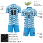 Custom Light Blue Soccer Jersey Sublimation Uniform for Home Games - Black and White Design Custom Light Blue Black-White