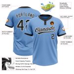 Custom Light Blue Two-Button Unisex Softball Jersey - Black and White Design Custom Light Blue Black-White Two-Button Unisex