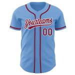 Light Blue Custom Baseball Jersey - Authentic Crimson and White Design Custom Light Blue Crimson-White Authentic Baseball