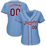 Custom Light Blue Authentic Baseball Jersey - Crimson White Style 7262 Custom Light Blue Crimson-White Authentic Baseball