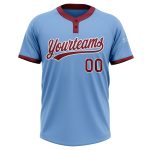 Light Blue Crimson-White Unisex Softball Jersey Custom Two-Button Design Custom Light Blue Crimson-White Two-Button Unisex