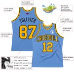 Custom Light Blue Basketball Jersey - Authentic Throwback Gold and Black Design Custom Light Blue Gold-Black Authentic Throwback