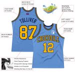 Light Blue Gold-Navy Authentic Basketball Jersey - Custom Throwback Design Custom Light Blue Gold-Navy Authentic Throwback