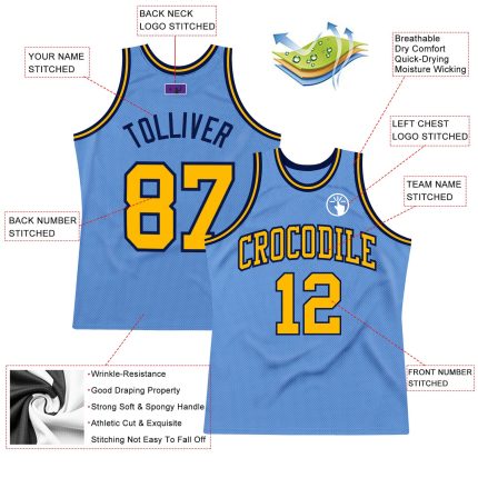 Light Blue Gold-Navy Authentic Basketball Jersey - Custom Throwback Design Custom Light Blue Gold-Navy Authentic Throwback