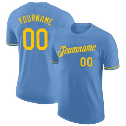 Light Blue Gold Performance T-Shirt for Custom Printing | Comfortable Athletic Wear Custom Light Blue Gold Performance T-Shirt