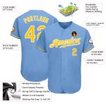 Light Blue Baseball Jersey with Gold-White Details, Custom Authentic Style 5575 Custom Light Blue Gold-White Authentic Baseball