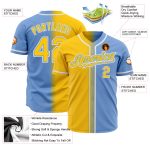 Light Blue Gold White Fade Authentic Baseball Jersey - Custom Fashion Jersey Custom Light Blue Gold-White Authentic Fade