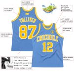 Light Blue Basketball Jersey - Custom Gold and White Authentic Throwback Design Custom Light Blue Gold-White Authentic Throwback