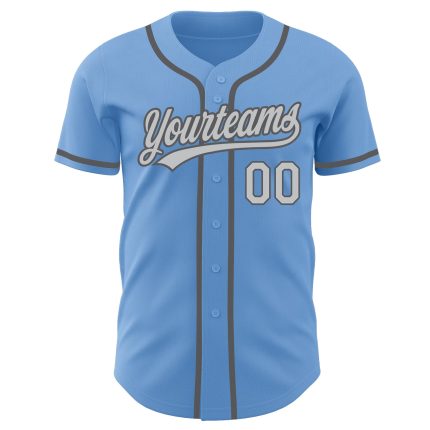 Light Blue Gray Custom Baseball Jersey - Authentic Steal Gray Design Custom Light Blue Gray-Steel Gray Authentic Baseball