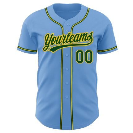 Light Blue Green-Gold Custom Authentic Baseball Jersey for Men and Women Custom Light Blue Green-Gold Authentic Baseball