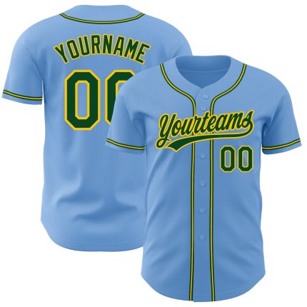 Light Blue Green-Gold Custom Authentic Baseball Jersey for Men and Women Custom Light Blue Green-Gold Authentic Baseball