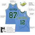 Light Blue Green-White Authentic Throwback Basketball Jersey - Custom Design Custom Light Blue Green-White Authentic Throwback