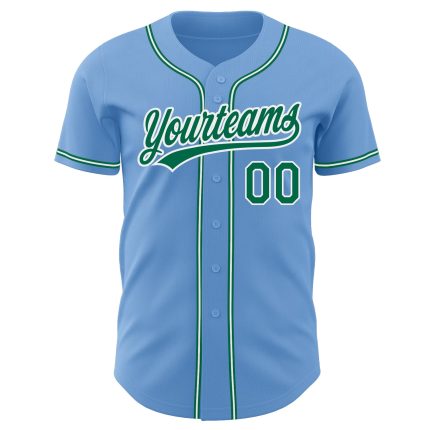 Light Blue Green White Authentics Baseball Jersey - Custom Design for Fans Custom Light Blue Kelly Green-White Authentic