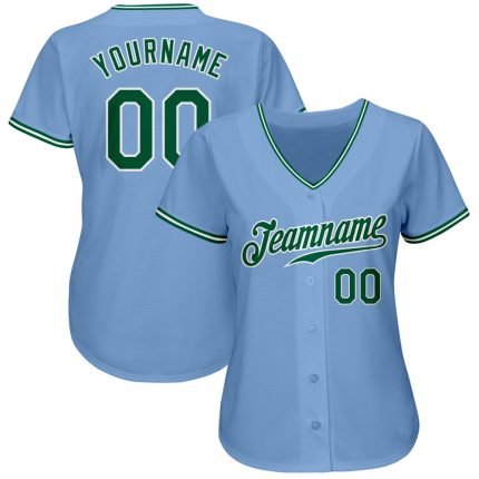 Light Blue Kelly Green-White Authentic Baseball Jersey Custom Style 9853 Custom Light Blue Kelly Green-White Authentic Baseball