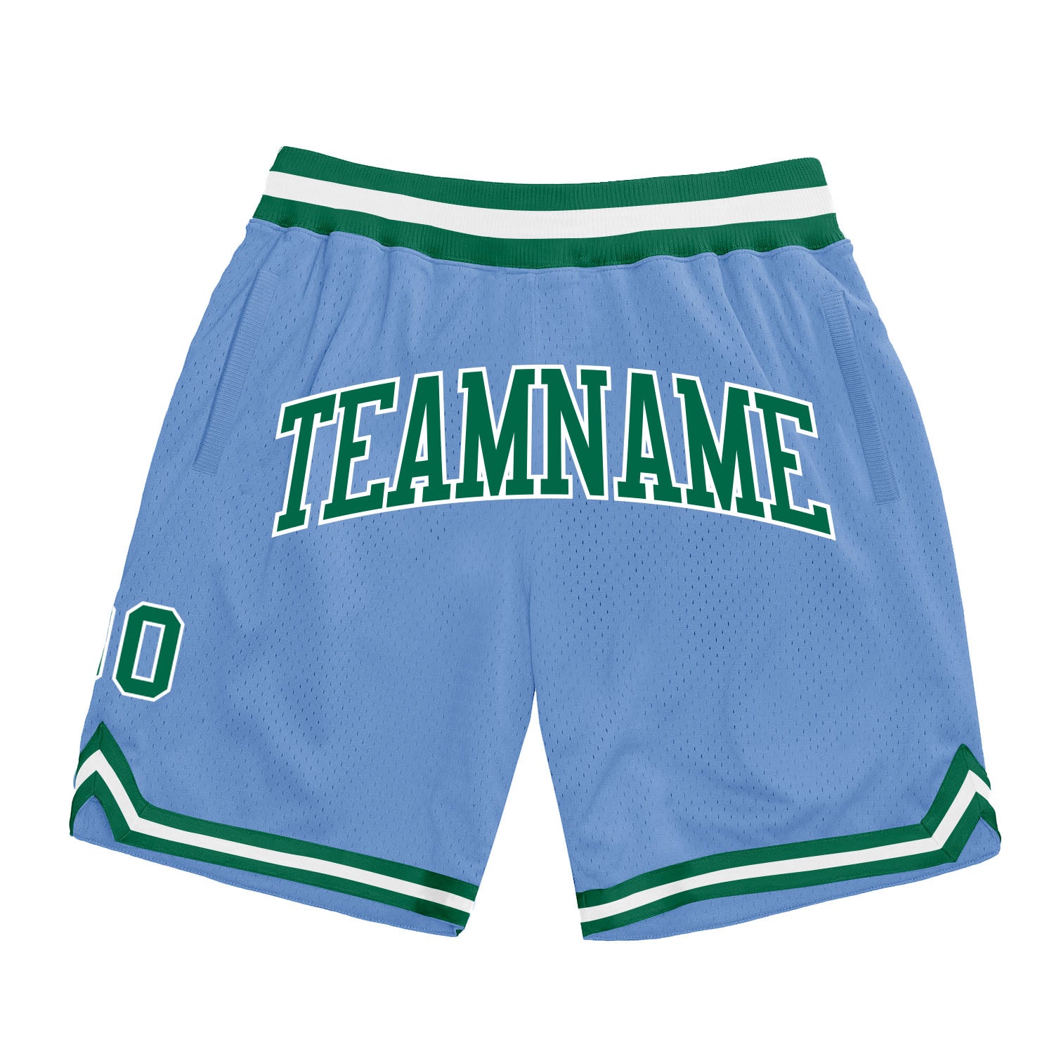 Light Blue Green White Authentic Throwback Basketball Shorts Custom Design Custom Light Blue Kelly Green-White Authentic