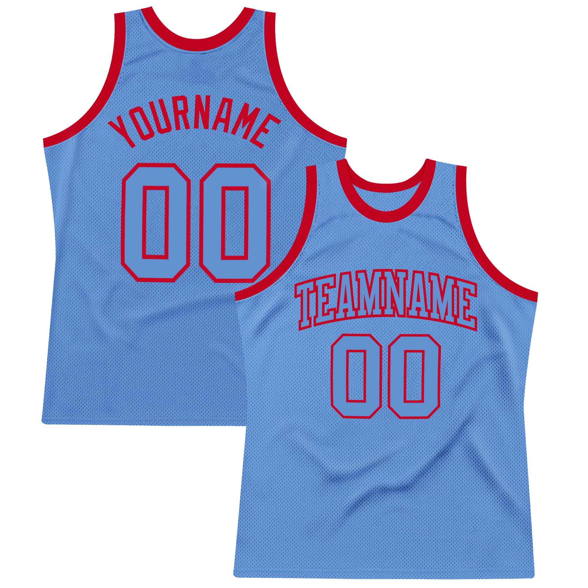 Custom Light Blue-Red Authentic Basketball Jersey | Throwback Style Custom Light Blue Light Blue-Red Authentic Throwback