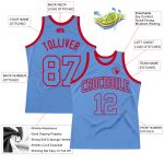 Custom Light Blue-Red Authentic Basketball Jersey | Throwback Style Custom Light Blue Light Blue-Red Authentic Throwback