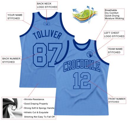 Custom Light Blue Royal Basketball Jersey - Authentic Throwback Design Custom Light Blue Light Blue-Royal Authentic Throwback
