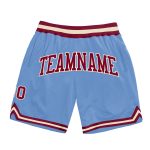 Custom Light Blue Maroon Cream Basketball Shorts - Authentic Throwback Style Custom Light Blue Maroon-Cream Authentic Throwback