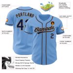 Light Blue Navy Old Gold Custom Baseball Jersey - Authentic Design Custom Light Blue Navy-Old Gold Authentic Baseball Jersey