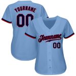 Light Blue Authentic Baseball Jersey - Custom Navy Red Design Custom Light Blue Navy-Red Authentic Baseball Jersey