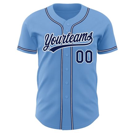 Light Blue Navy White Authentic Baseball Jersey - Custom Made Sportswear Custom Light Blue Navy-White Authentic Baseball