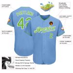 Custom Light Blue Neon Green White Baseball Jersey - Authentic Style 7699 Custom Light Blue Neon Green-White Authentic Baseball