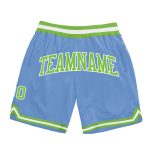 Light Blue Neon Green White Basketball Shorts Authentic Throwback Style Custom Light Blue Neon Green-White Authentic Throwback