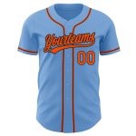 Custom Authentic Light Blue Orange-Black Baseball Jersey for Men Custom Light Blue Orange-Black Authentic Baseball Jersey