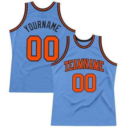 Light Blue Orange Black Authentic Throwback Basketball Jersey - Custom Design Custom Light Blue Orange-Black Authentic Throwback