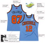 Light Blue Orange Black Authentic Throwback Basketball Jersey - Custom Design Custom Light Blue Orange-Black Authentic Throwback