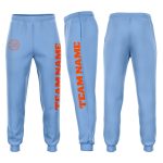 Custom Light Blue Orange Jogger Sweatpants for Men and Women, Cozy Fleece Bottoms Custom Light Blue Orange Fleece Jogger