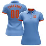 Custom Light Blue Orange Golf Polo Shirt for Men - Performance Activewear Custom Light Blue Orange Performance Golf Polo